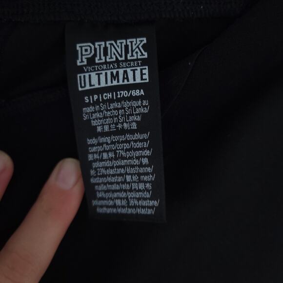 Victoria's Secret PINK Black Leggings Crossover Waist Small, Side Pocket, Mesh - Picture 4 of 7